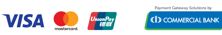 payment gateway logos, visa, mastercard , unionpay - powered by commercial bank