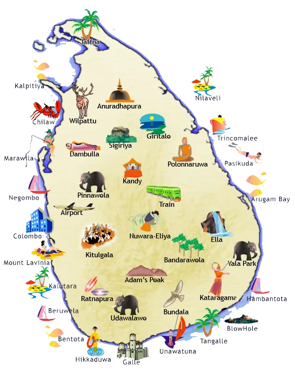 Sri Lanka Tourism Map